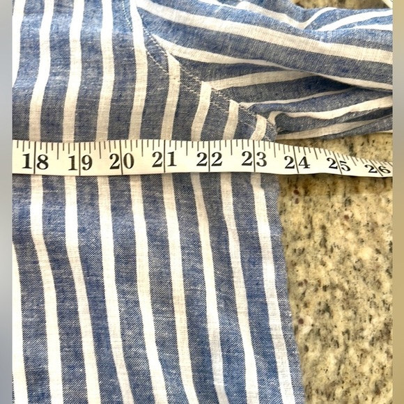 Anthro’s BeachLunchLounge,Striped-linen Frayed-Hem,Button-down Shirt,EUC,size XL - Picture 12 of 14